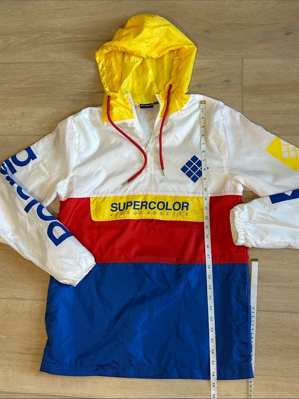 NWOT Polaroid Supercolor Kangaroo Pocket Front Windbreaker Men’s Size S Unisex - Picture 12 of 14